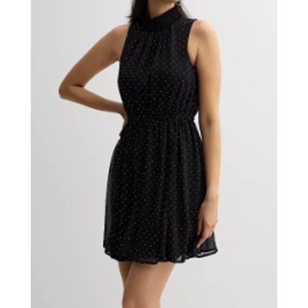 NWT Nine West Women's Godet Sleeveless Mini Dress Black Metallic Sparkle XL